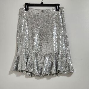 Crown & Ivy Sequin Silver Skirt Size 4 Cocktail Party Wedding Holiday Princess